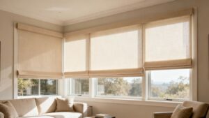 Custom window shades in a modern Franklin Lakes home.