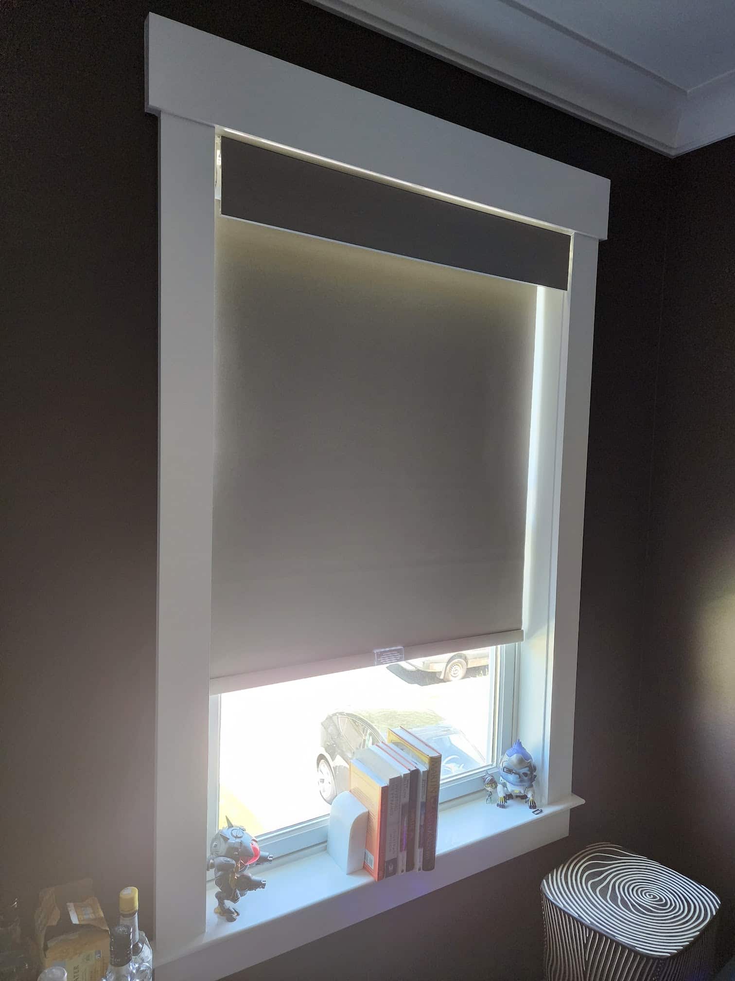 Custom roller shade fitted to a bedroom window in Montvale, New Jersey