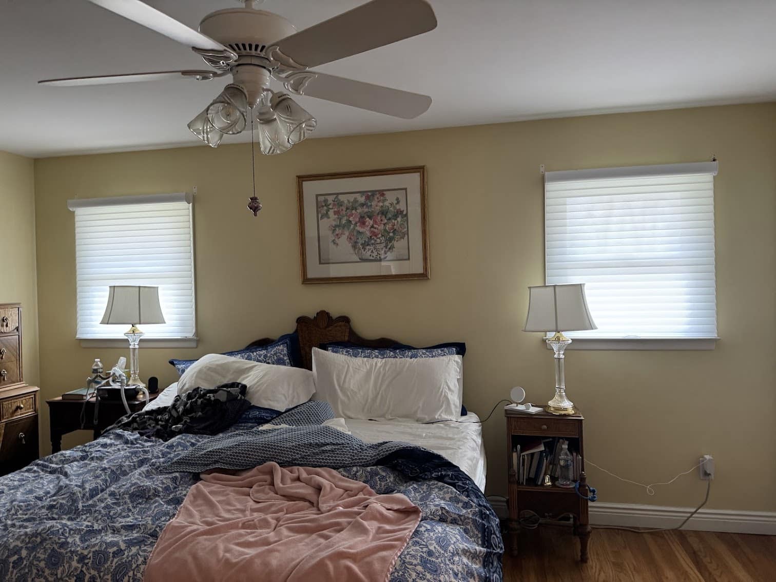 Sheer shades filtering daylight in a bedroom in Hillsdale, New Jersey