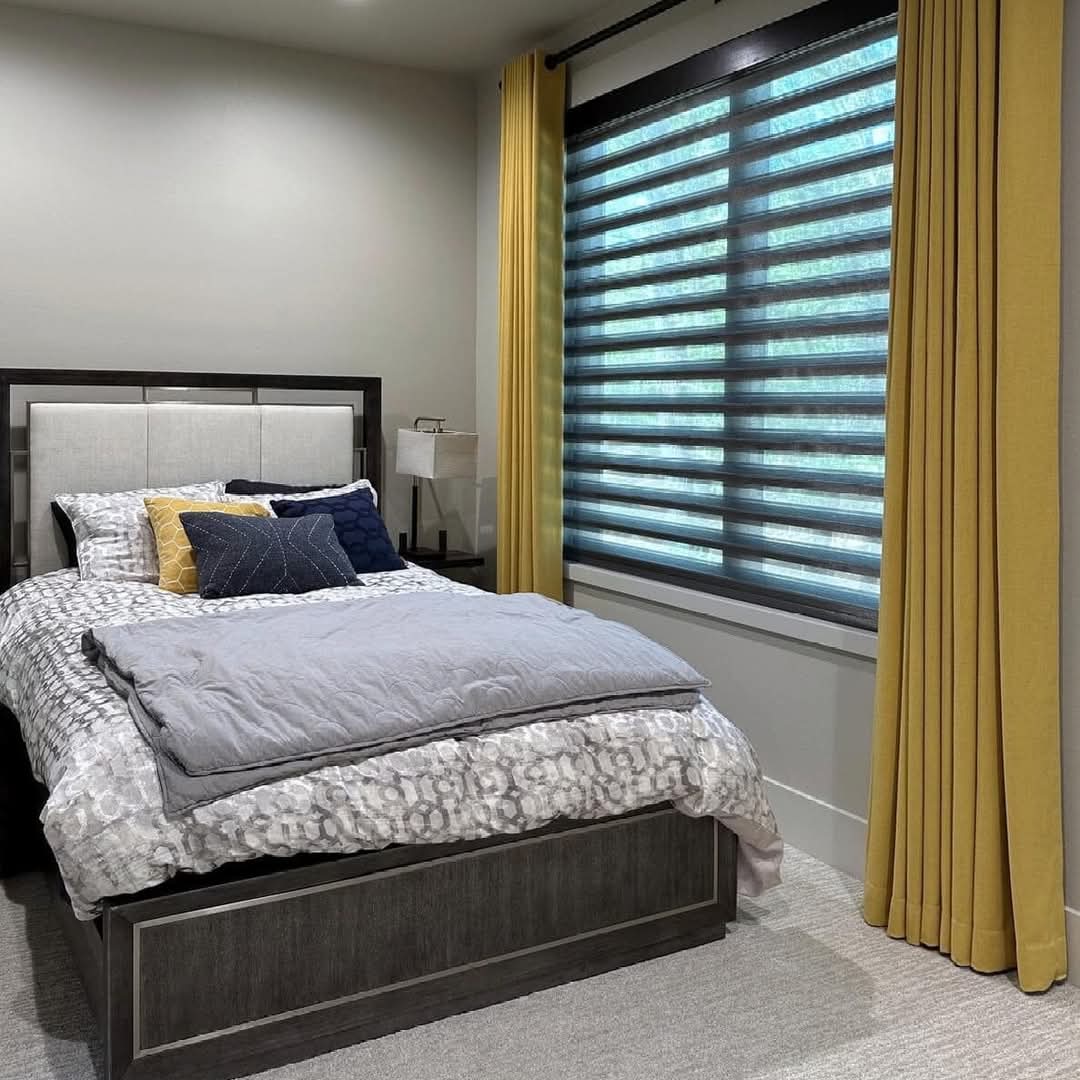 Banded shade fitted to a bedroom window in West Milford, New Jersey