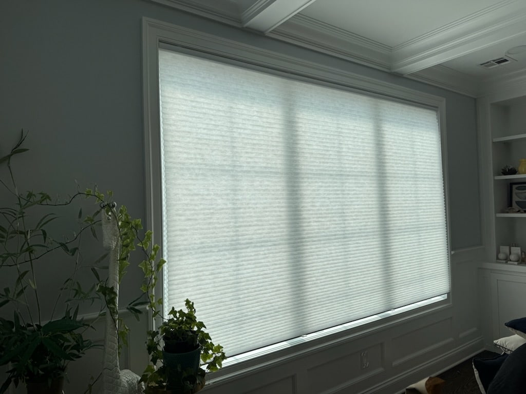 Cellular shades in a home office in Kinnelon, Morris County NJ