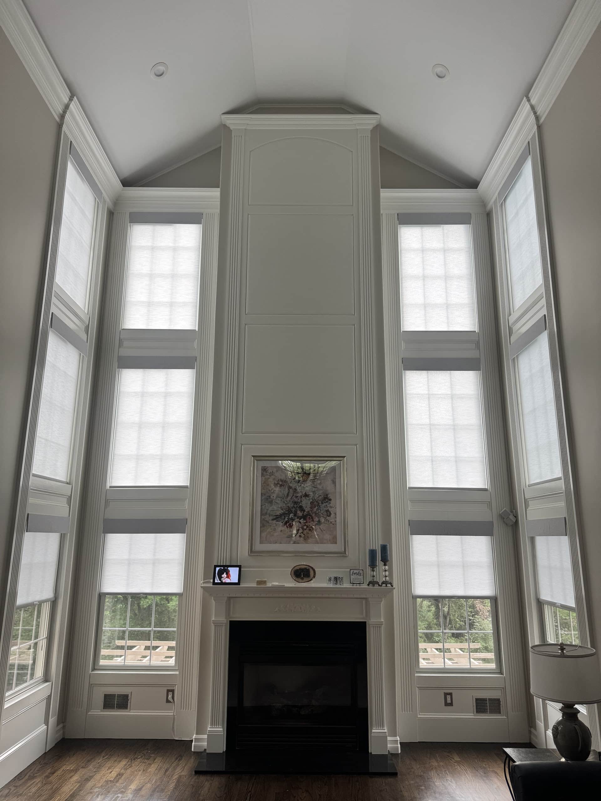 Solar roller shades in a living room in Long Valley, New Jersey