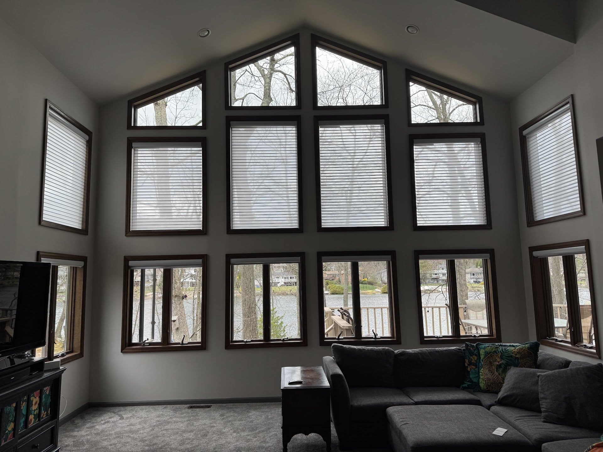 Sheer shades in a living room in West Milford, New Jersey