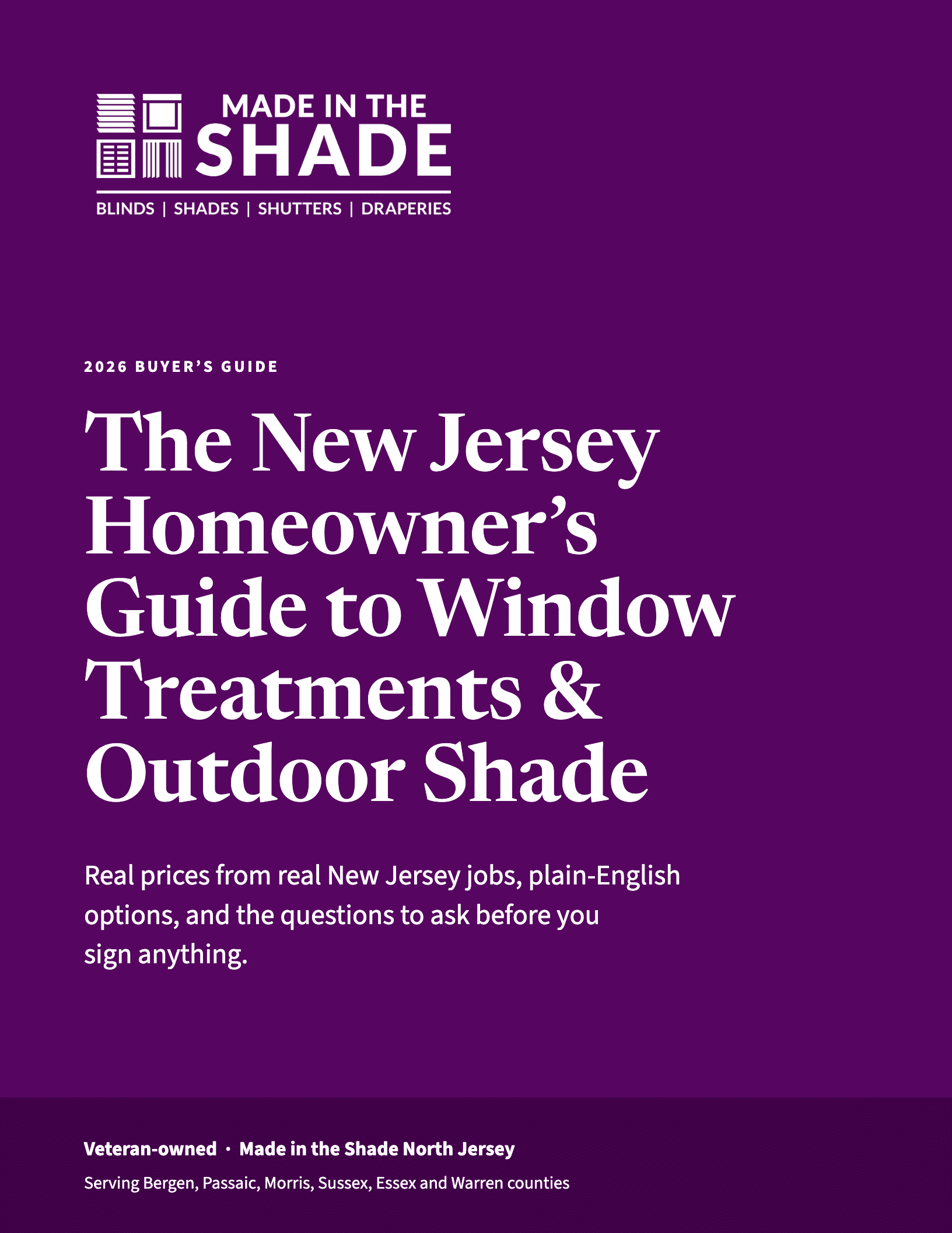 Cover of The New Jersey Homeowner's Guide to Window Treatments and Outdoor Shade, 2026 Buyer's Guide by Made in the Shade North Jersey